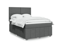 Vidaxl Cama com Molas/colchão 140x200 Cm Tecido Cinzento escuro