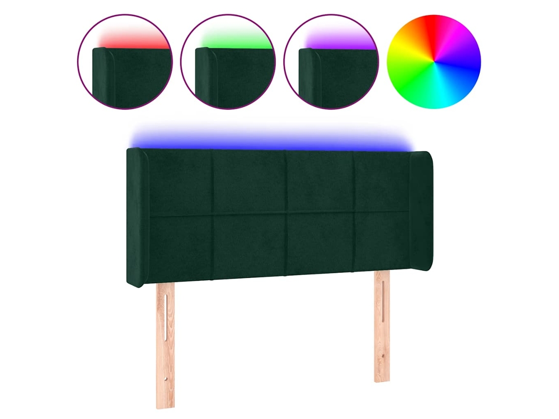 Cabeceira Cama com Luzes Led Veludo Verde escuro MAISON EXCLUSIVE (83x16x78 cm)