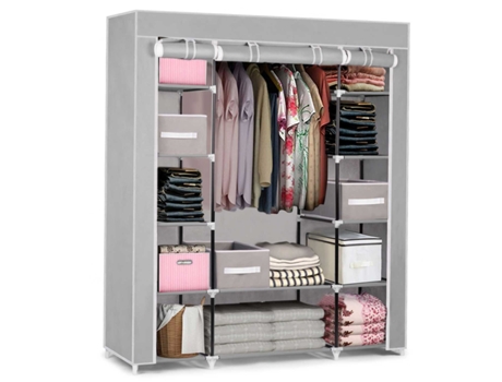 Armário Têxtil Grande Massido com Gavetas - Cinza Elegante e Funcional