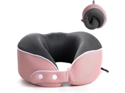Travesseiro Cervical Portátil Em Espuma Viscoelástica Formato U Para Viagens, Com Suporte Cervical, Rosa