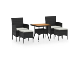Garden Dining Set, Garden Dining Sets Vidaxl Preto Rattan / Vime (80 X 80 X 75 Cm)