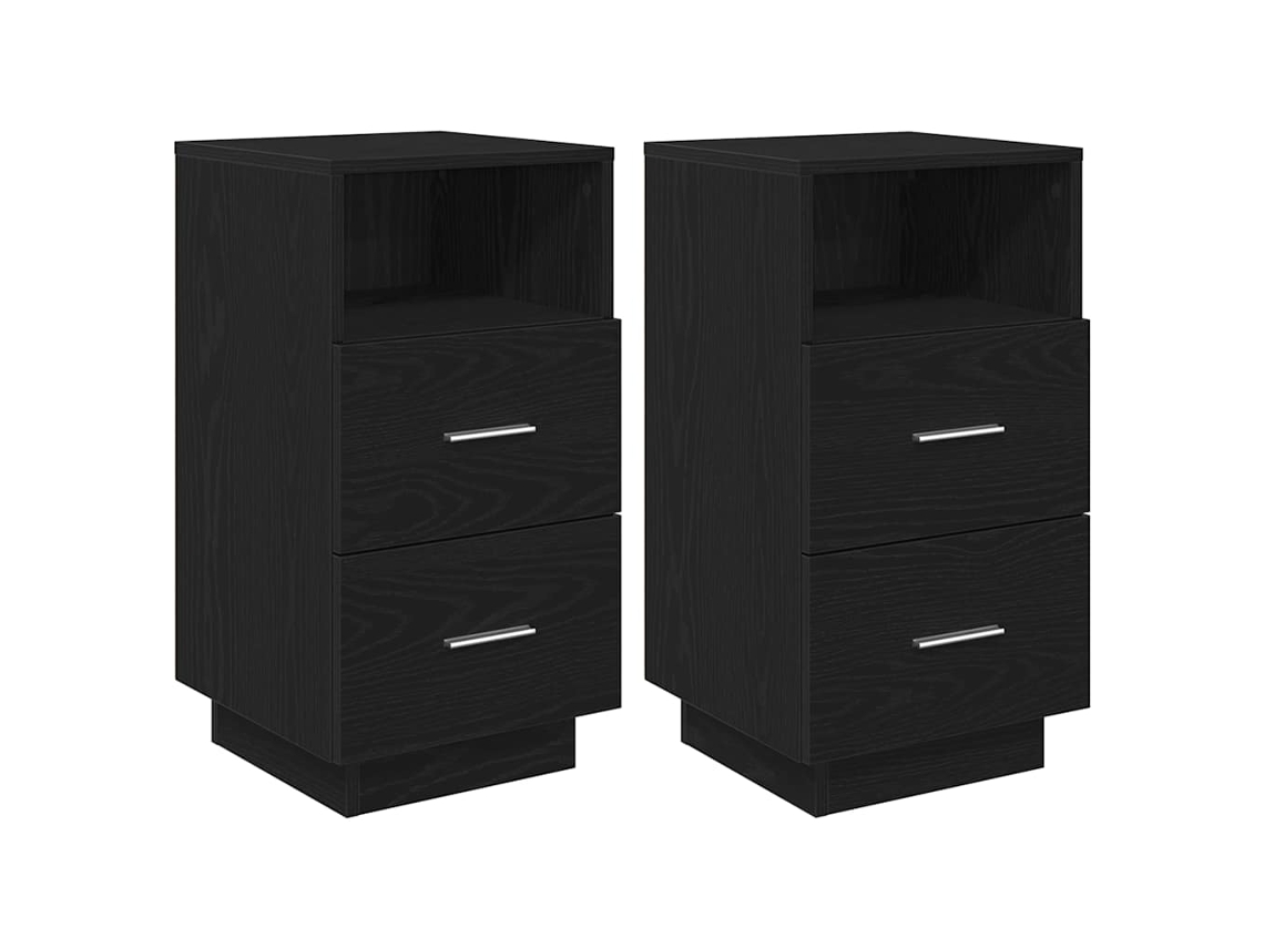 Conjunto de Mesas de Cabeceira 2 Pcs com 2 Gavetas Preto MAISON EXCLUSIVE (36x36x68 cm)
