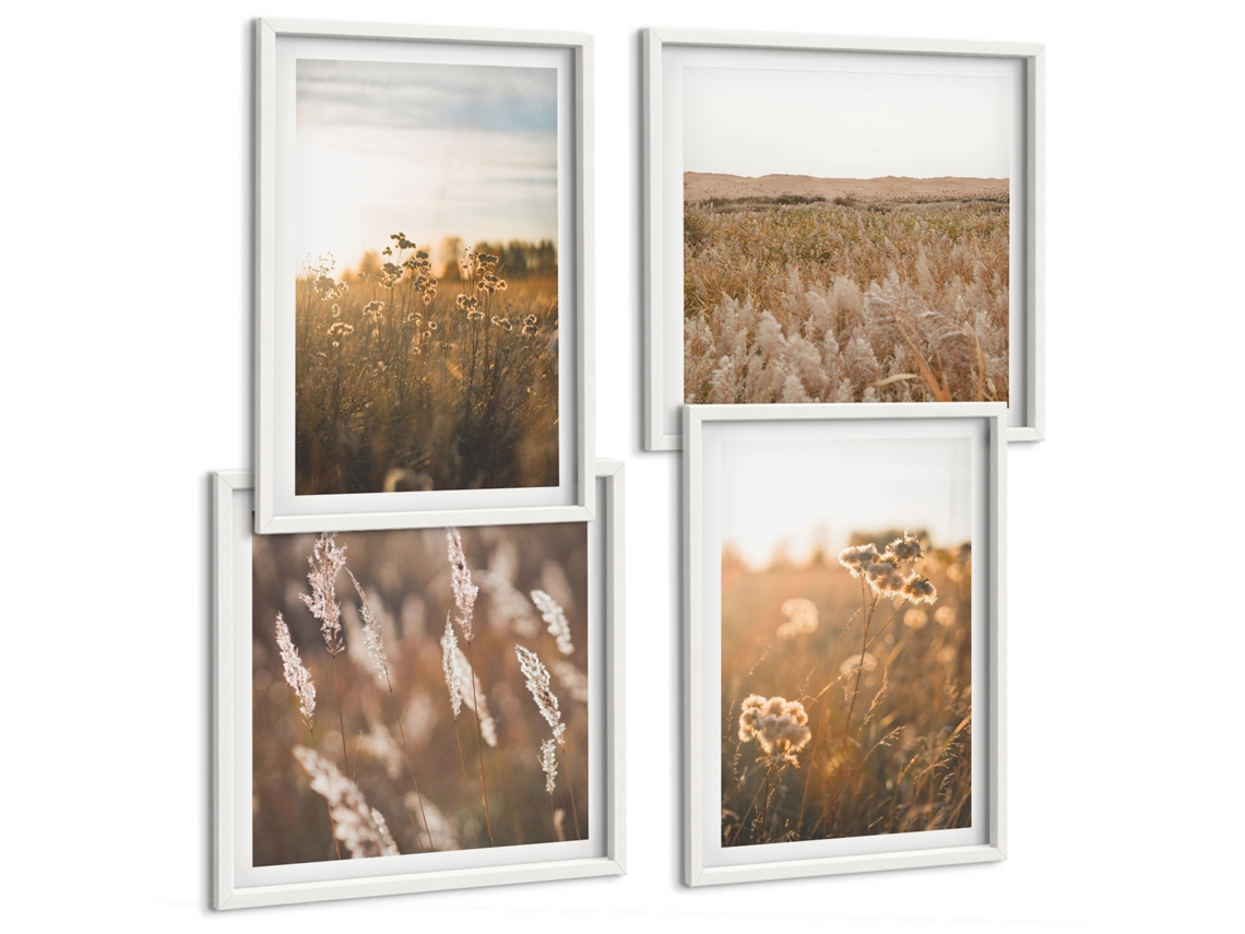 Composição De Quadros Na Parede Vistas Para O Mar, Penhascos, Portos Moldura Branca Quadros Para A Sala De Estar Espelharte (conjunto De 4 Imagens)