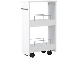 Carrinho de Espaço com Rodas, MDF, Branco ORBITRA COMMERCE
