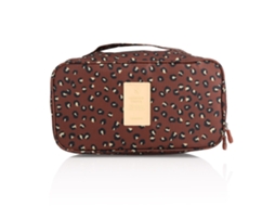 KOFIHETY Bolsa de viagem marrom com estampa de leopardo para guardar lingerie e cosméticos, para mala.