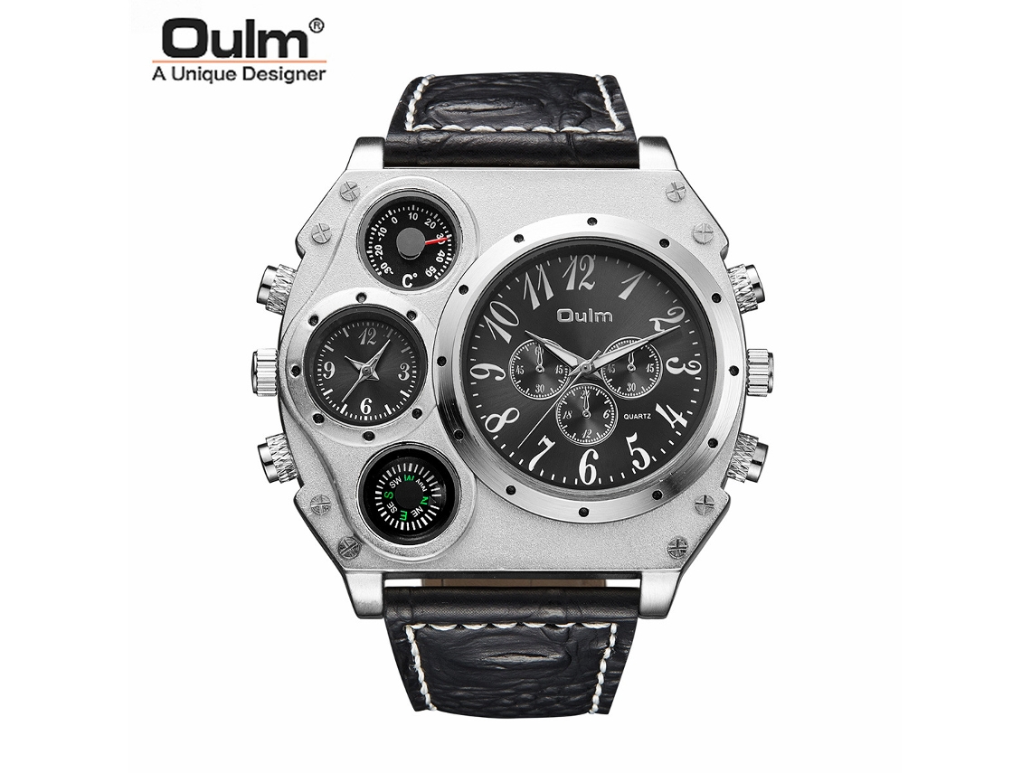 Relógio Masculino Estilo Coreano Com Duplo Fuso Horário, Mostrador Grande, Ideal Para Esportes Ao Ar Livre.