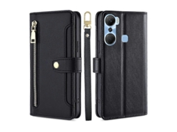 Capa De Celular Carteira Transversal Com Zíper E Textura De Carneiro Para Infinix Hot 12 Pro