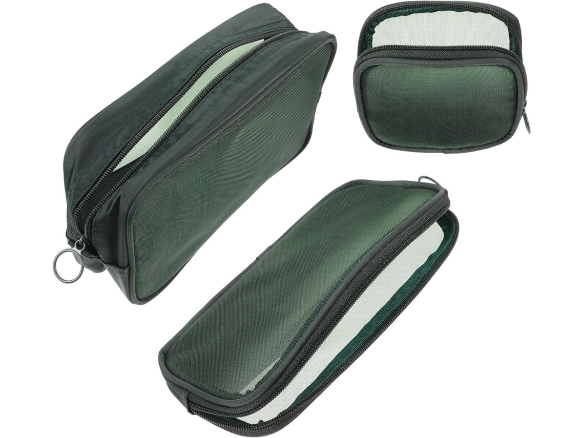 Conjunto de 3 pequenas bolsas de maquiagem respiráveis e multifuncionais.