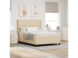 Vidaxl Cama Box Com Almofada Com Cabeceira Creme 190 X 140 Cm Tecido