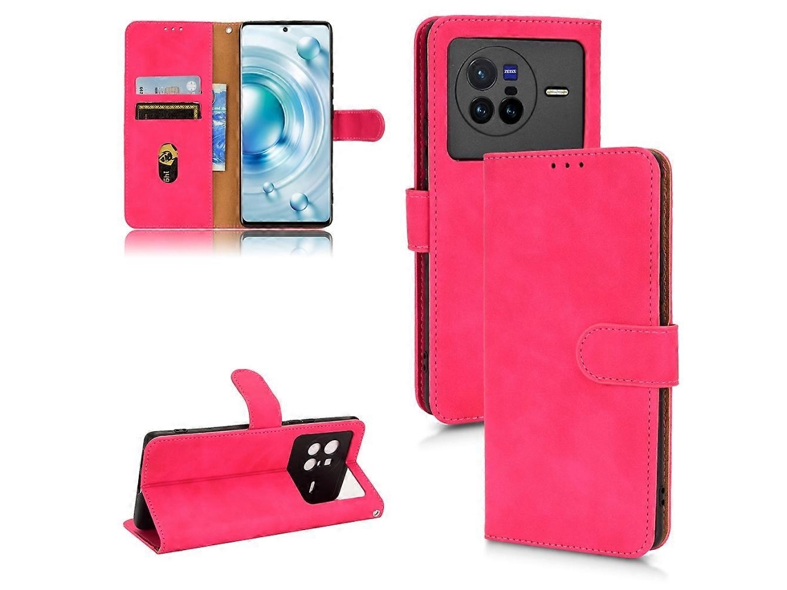 Capa De Couro Com Flip Magnético Para Vivo X80 Skin Feel