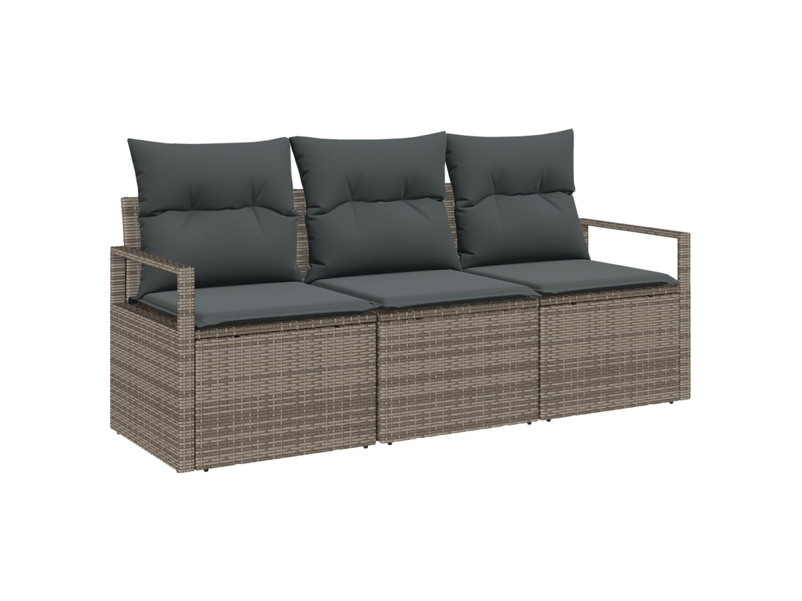 Conjunto 3 Conjunto De Móveis De Jardim Vidaxl Cinzento Vime Pe (175 X 62 X 85 Cm)