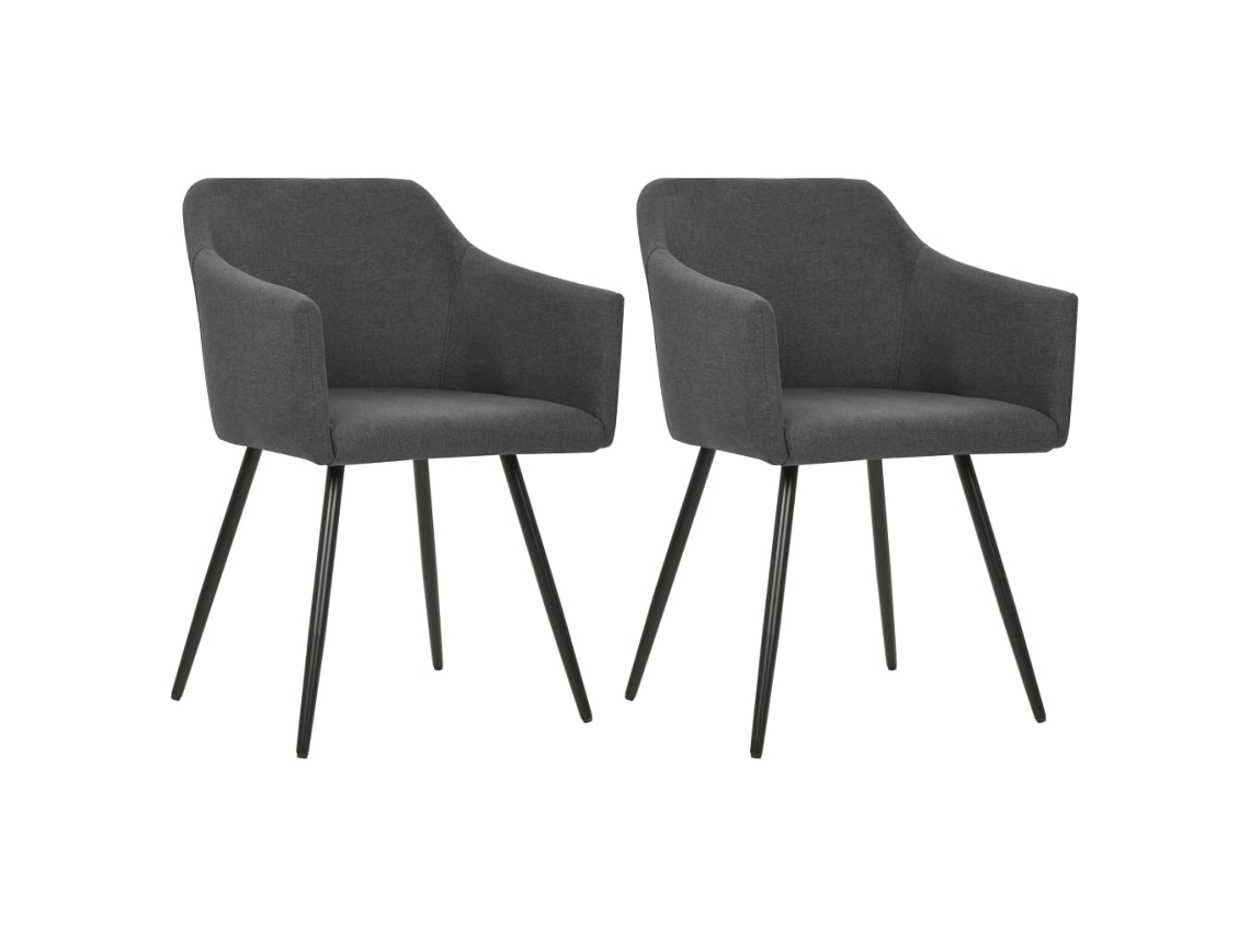 Vidaxl Cadeiras De Jantar 2 Pcs Tecido Cinzento-escuro