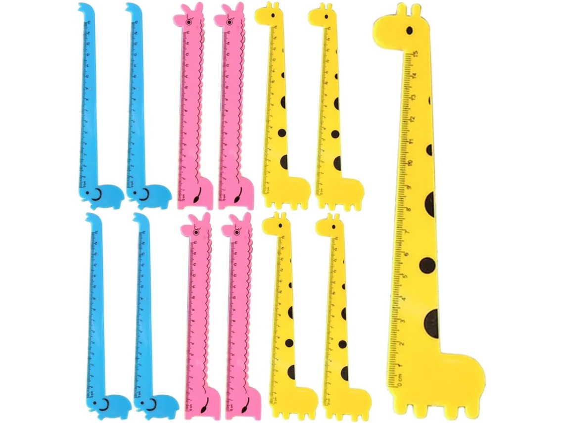 Réguas De Plástico Com 30 Unidades, Estampa De Girafa, Diversos Modelos, Portáteis E Práticas, Ideais Para Desenho E