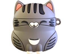 2026 capa para Airpods 1/2, Estilo Gato Fofo com Gancho Cinza