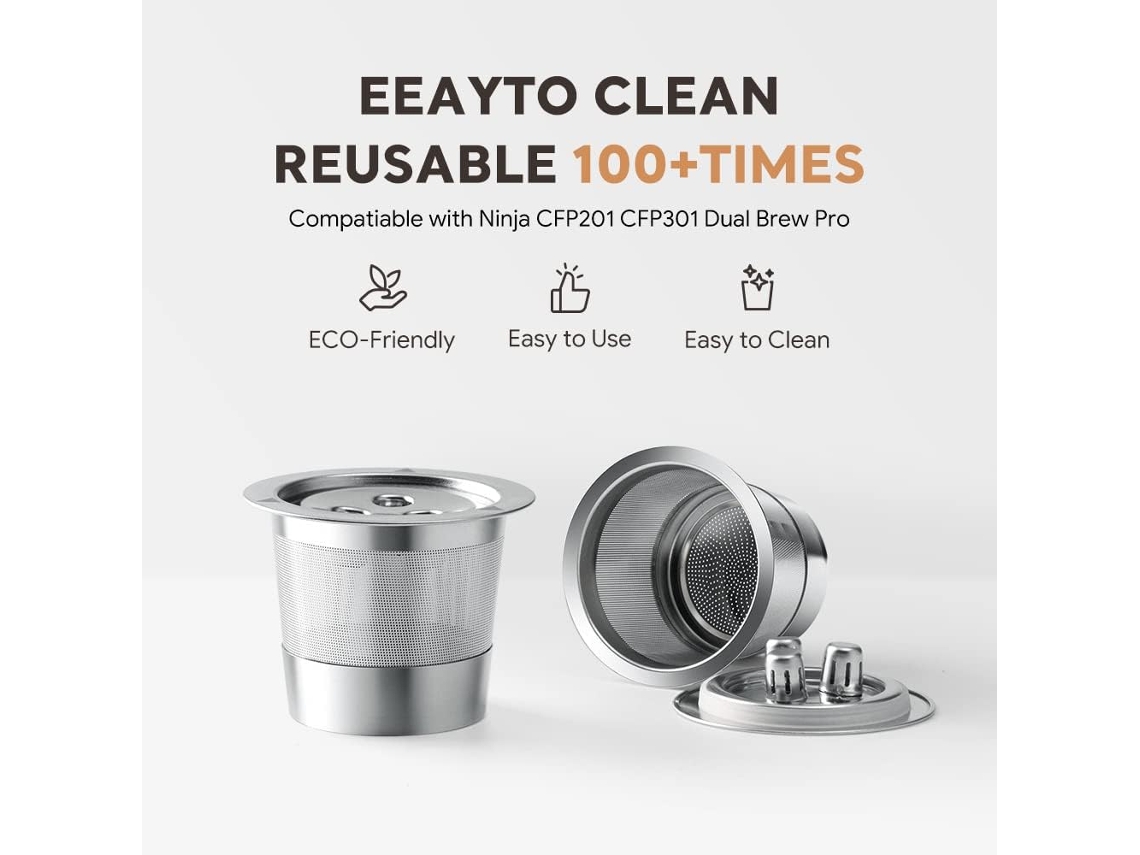 Pacote Com 2 Cápsulas De Café K Cup Reutilizáveis Para A Cafeteira Ninja Dual Brew Zeuxo
