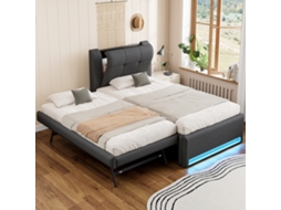 Cama De Espuma 90x200 Cm Cinza Com Camada Extraível E Led