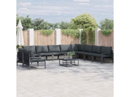 Vidaxl Conjunto De Sofá De Jardim 10 Unid. Preto Aço