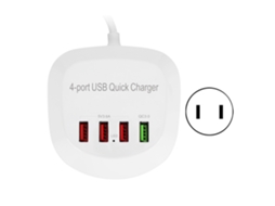 Aetheria carregador Usb Portátil 4 Portas Qc3.0 36w 2.4a 5v9v12v para Viagem com 3 Portas Usb 5v