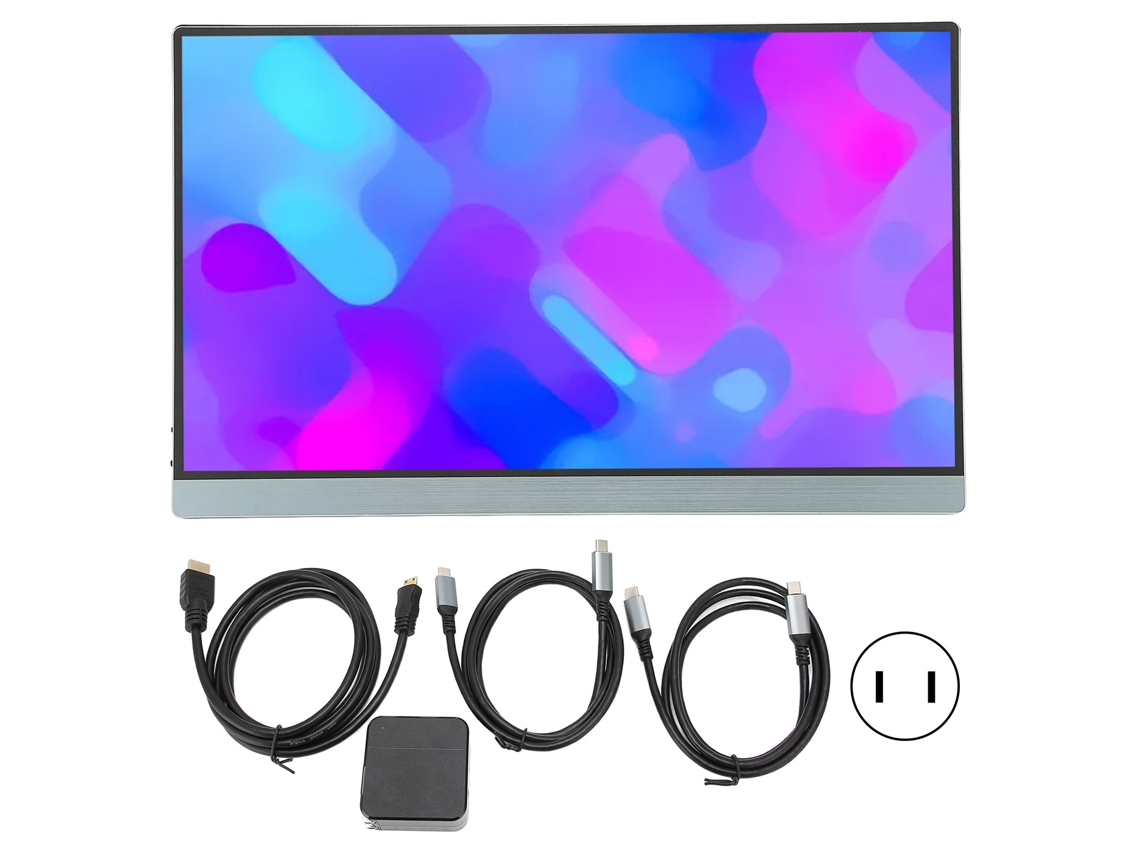Monitor portátil para jogos IPS FHD 4K de 15,6 polegadas com função de projeção e capa de couro, 110-240 V