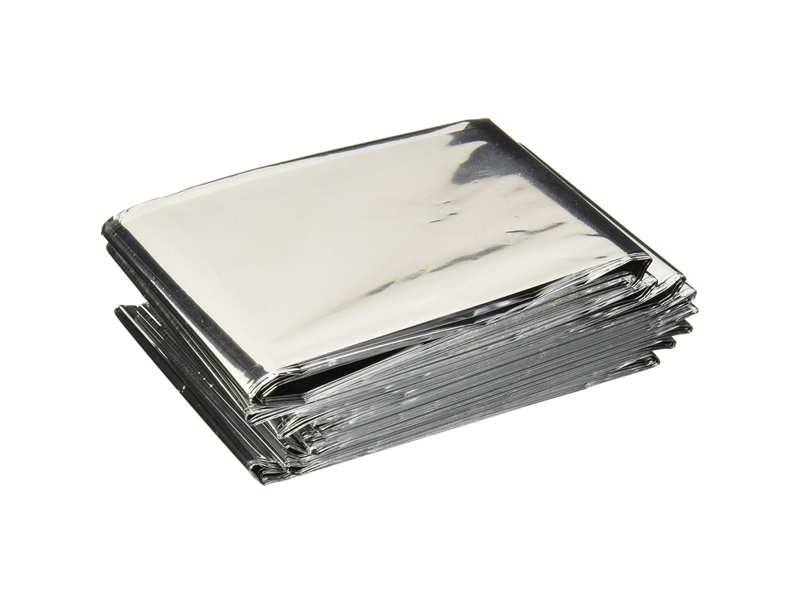 Cobertor Térmico De Resgate First Aid Film, Grande, Prateado, Para Isolamento Térmico Em Emergências E Sobrevivência, 160 Cm X 211, 4 Unidades