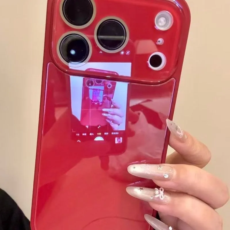Capa Protetora Para Câmera De Iphone (iphone 14 Vermelho), Com Parte Traseira Rígida E Resistente A Impactos Em Vidro Temperado.