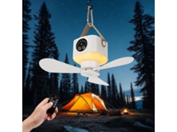 Ventilador De Teto Portátil Com Luzes E Controle Remoto, 4 V, Branco, Portátil, Controle Remoto, Recarregável, Usb, Velocidades, Timer