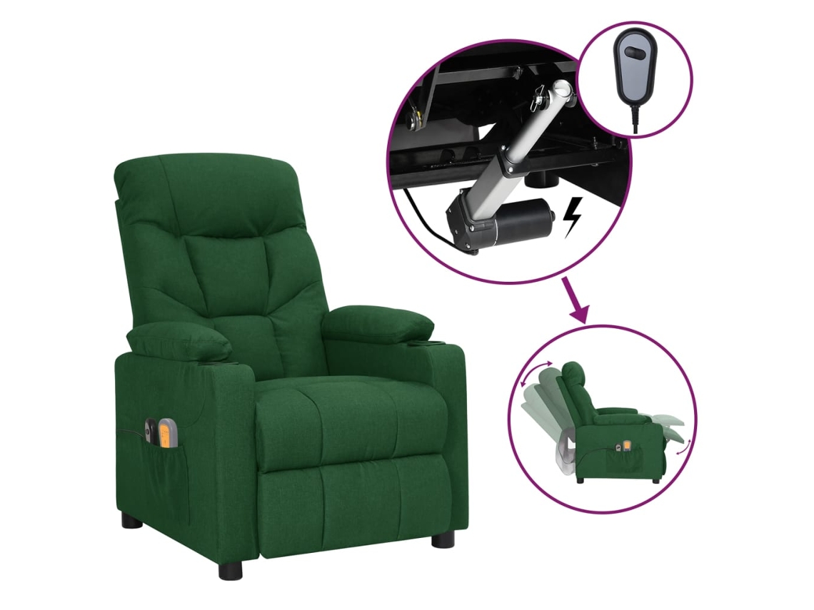 Electric Massage Chair, Electric Massage Chairs Vidaxl Verde Tecido