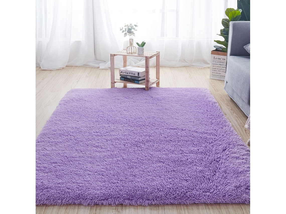 Rebe-alfombra Morada 2,62 X 3,94 Pés Fibra De Poliéster Suave Para Dormitório Decoração Residencial Alfombra De Chão