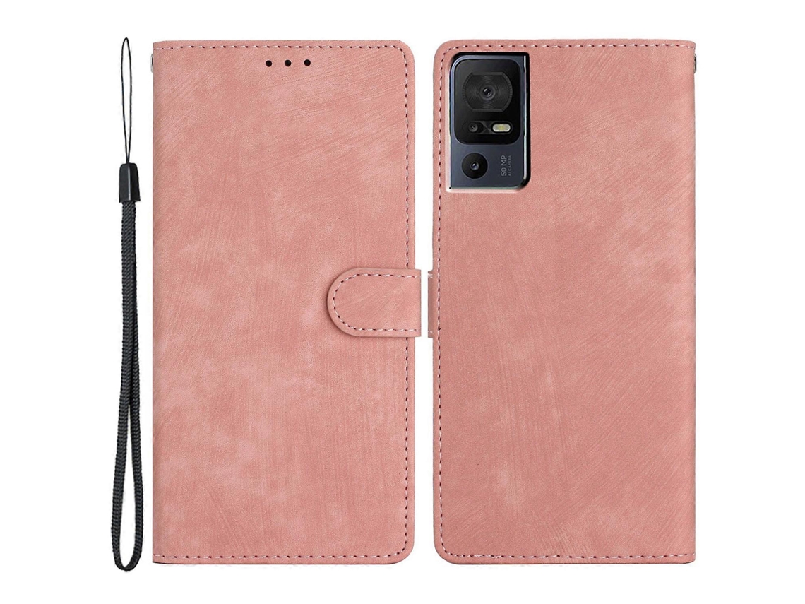 Capa De Couro Com Toque De Pele Para Tcl 40 Se, Capa Com Design Tipo Carteira E Alça De Pulso