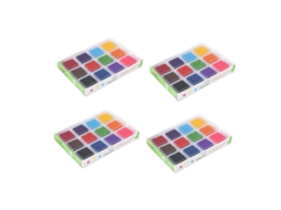Conjunto de 48 rolos de tinta laváveis em 12 cores para crianças, ideais para artesanato e confecção de cartões.