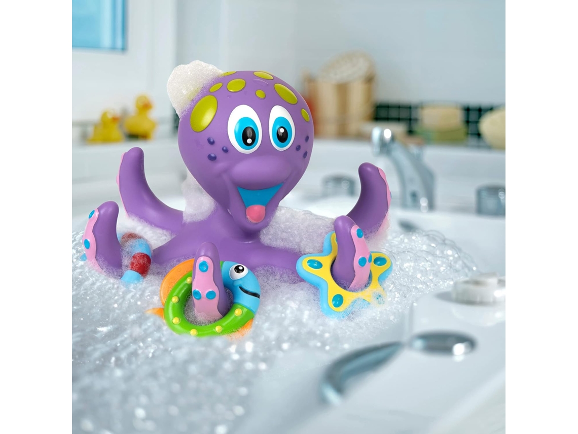 Polvo Roxo Flutuante com 3 Anéis de Brinquedo Banho Interativo UISAVE