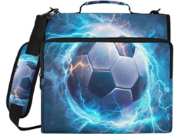 Organizador de bola de futebol azul, pasta de arquivo com 3 argolas em poliéster resistente à água e compartimento para laptop.