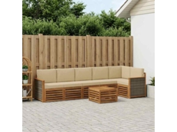 Vidaxl Conjunto De Sofá Sectional Com Almofada 6 Pcs Natural