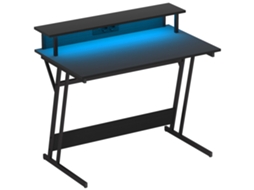 Mesa gamer com luzes LED e suporte para monitor (100x60x88,5 cm) preto BTFORUS
