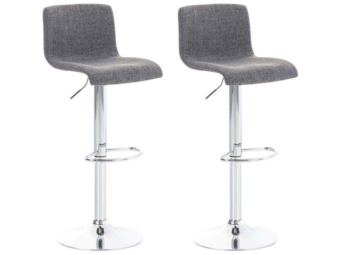 Conjunto De 2 Bancos De Bar Hover Em Tecido Cinza Claro/cromo Clp