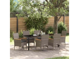 Vidaxl Conjunto de Jantar para Jardim 7 Pcs Cinzeto Vime Pe