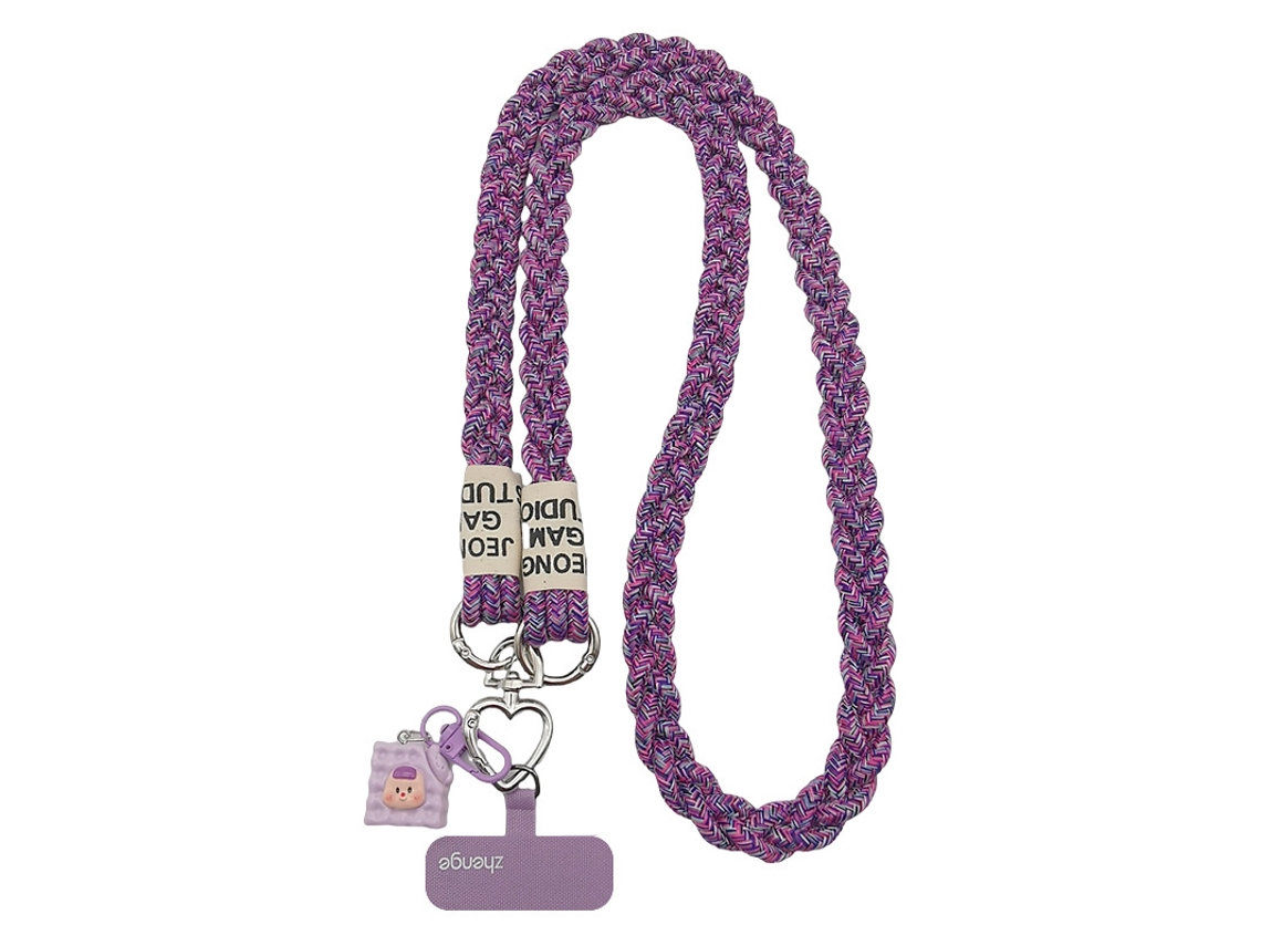 Cordão Para Celular Feminino, Trançado Para Rabo De Cavalo, Roxo