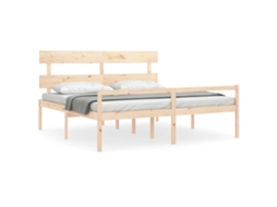 Cama para Idosos com Cabeceira em Madeira Maciça 200x200 cm MAISON EXCLUSIVE
