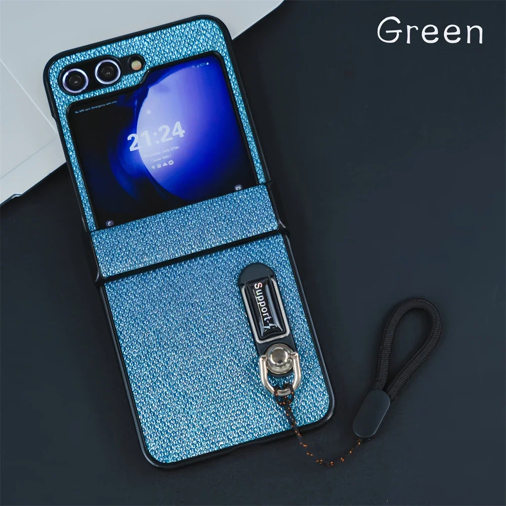 (azul, Galaxy Z Flip4) Capa De Celular Luxuosa Com Pulseira Brilhante, Proteção Para Lente, Capa Traseira Protetora Invisível