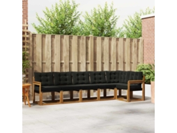 Vidaxl Conjunto De Sofás Para Exterior 6 Pcs Natural E Preto