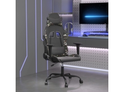 Vidaxl Cadeira Gaming Massagens Couro Artificial Preto E Camuflagem
