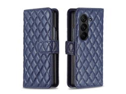 Capa De Couro Dobrável Com Estampa De Diamante Para Celular Samsung Galaxy Z Fold6