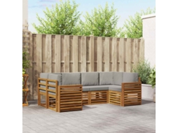 Vidaxl Conjunto De Sofás Para Exterior 6 Unid. Cinza Natural E Claro