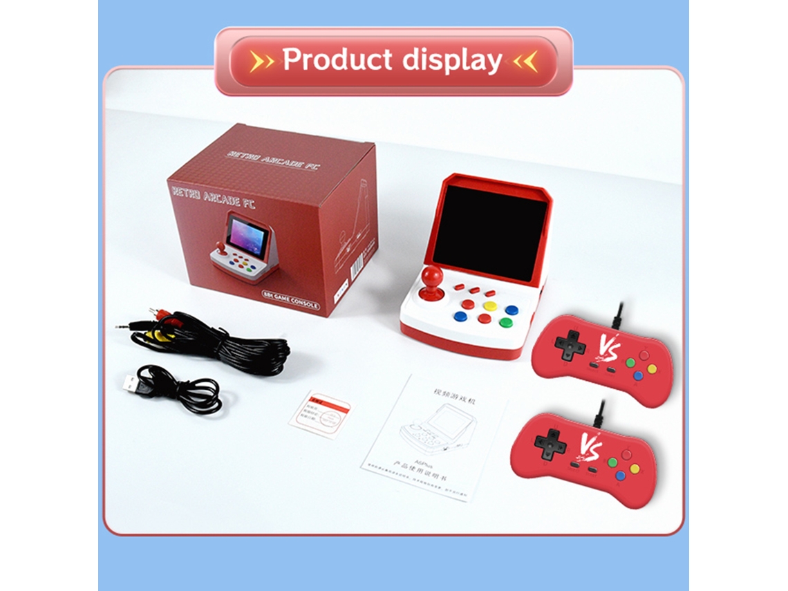 Console de jogos palm retro com mais de 1000 jogos clássicos, portátil, joystick 3d, controle com fio EOOCOO