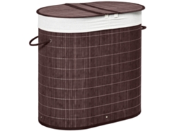 Cesto Roupa Bambu 100l 2 Comp Marrom 62,5x37x60,5