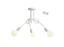 Lustre Industrial Moderno Ferro 3 Cabeças para Sala Estudo Quarto Sala de Estar Branco S/MARCA