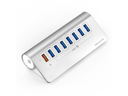 Estação de encaixe Yizhood Carregador de alumínio USB 3.2 Hub Superspeed Powered PD18W Tipo C Divisor Prata