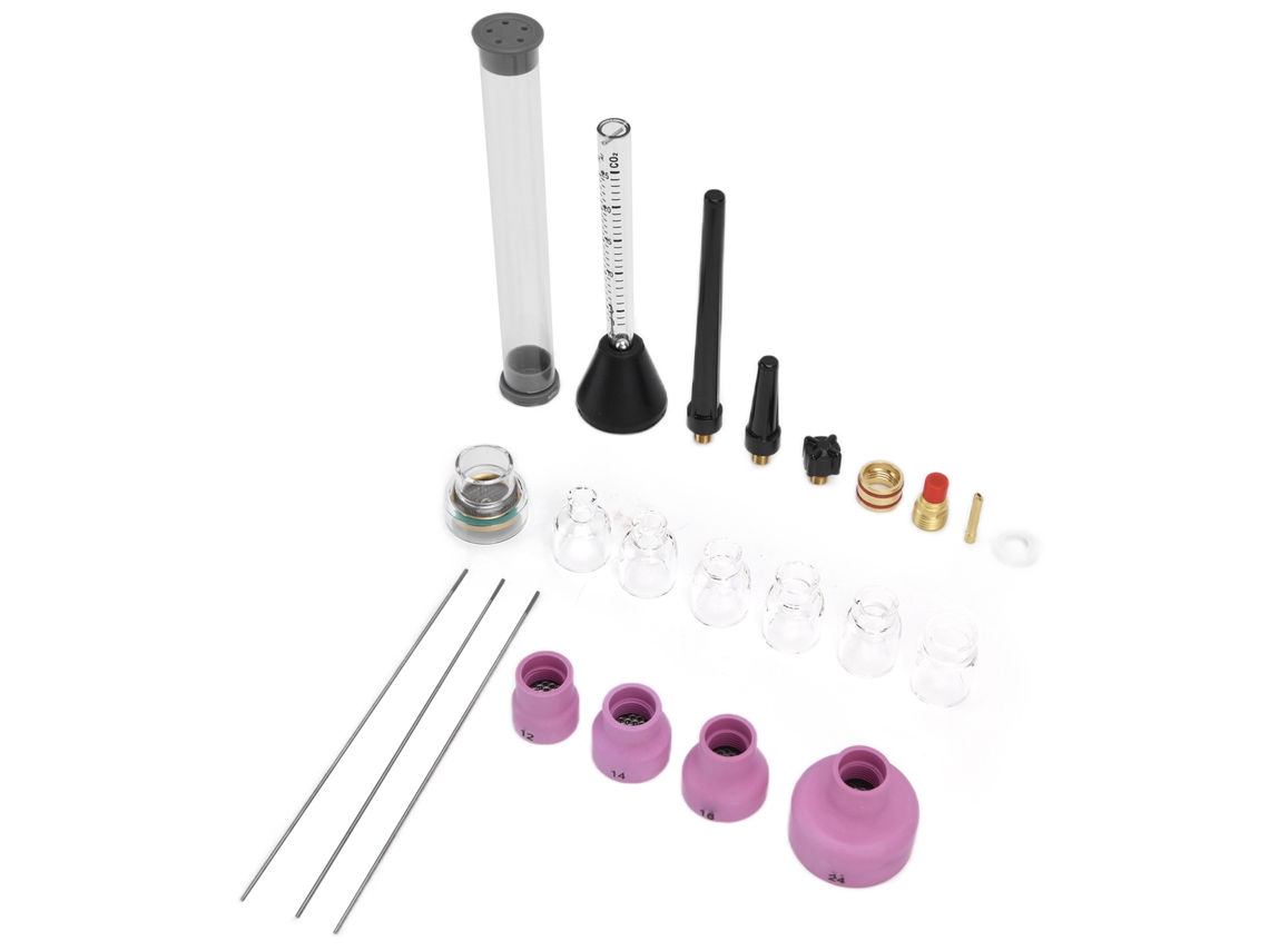 Laxiscreed Kit De Bicos De Tocha De Soldagem Tig Com Medidor De Fluxo De Gás E Eletrodos De Tungsténio