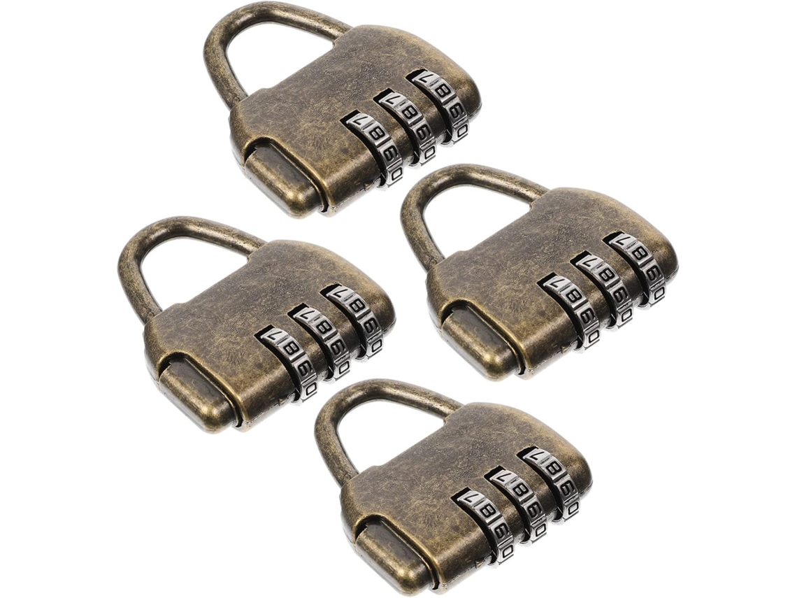 Conjunto De 4 Cadeados Combinação Em Liga Zinco Para Malas E
