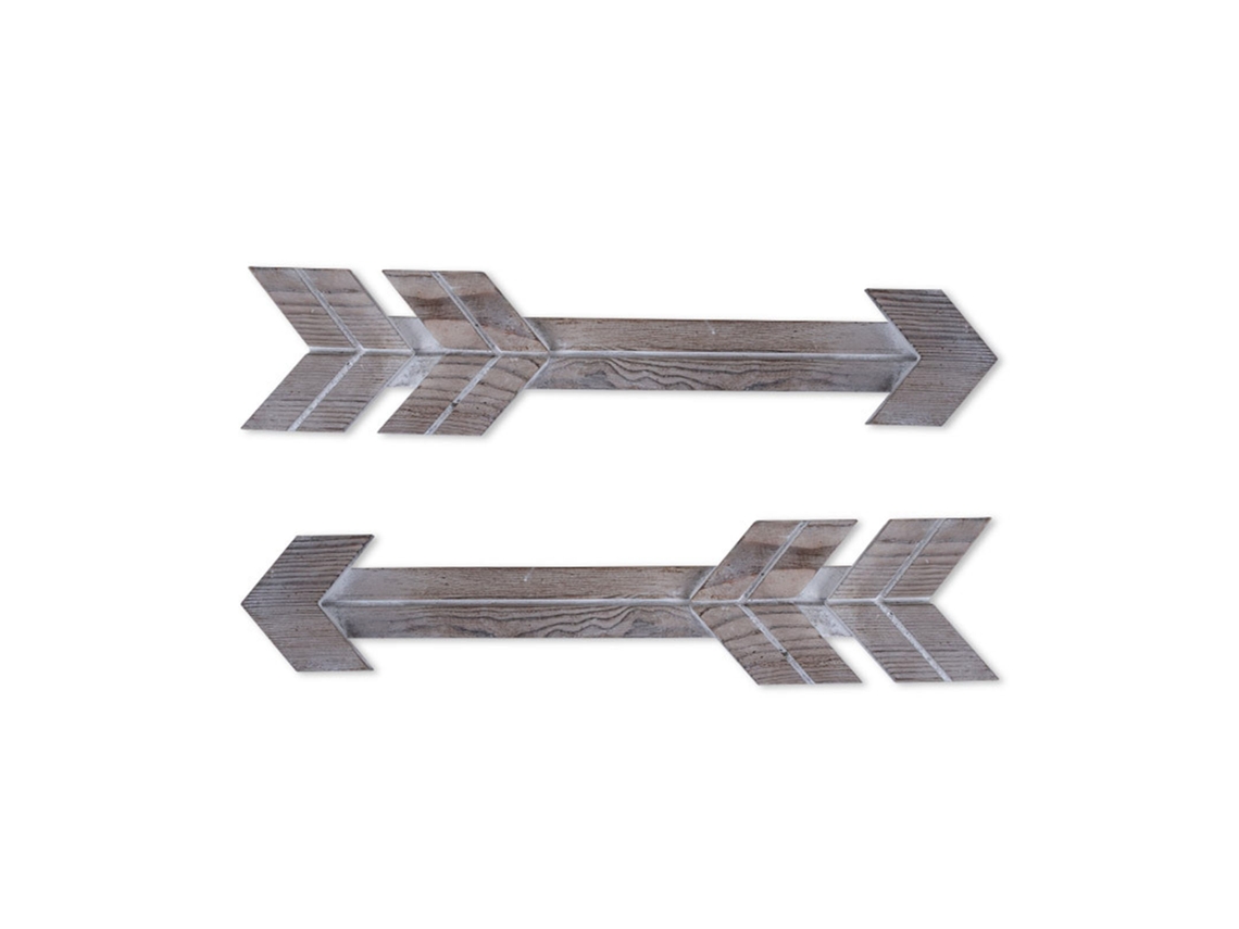 2 Peças Indicador Flecha Madeira Marrom Retro Decoração Parede